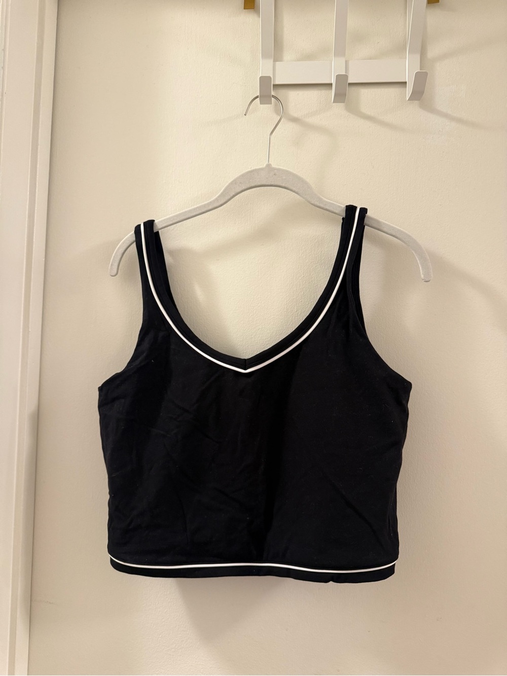 Black V-Neck Sports Bralette with White Trim